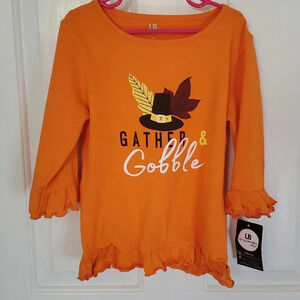 NWT Gather & Gobble Girls Thanksgiving Top